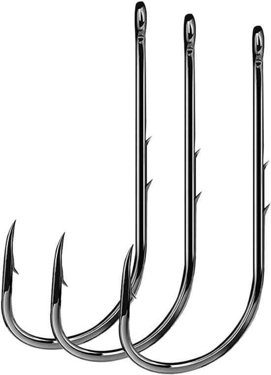 SnelShoppen - 100 Stuks Carbon Staal Barbed Rod Haken in Opbergdoos voor Zoet en Zout Water - Sterke Haak met Dubbele Barbs voor Perfecte Bait Bevesti