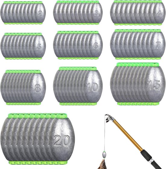 SnelShoppen - 100 Stuks Looplood Vissen Afneembaar Lood Hengelgewichten Dropshot-set Grondloodvissen Voor Zoet en Zout Water Herbruikbaar 2g-20g