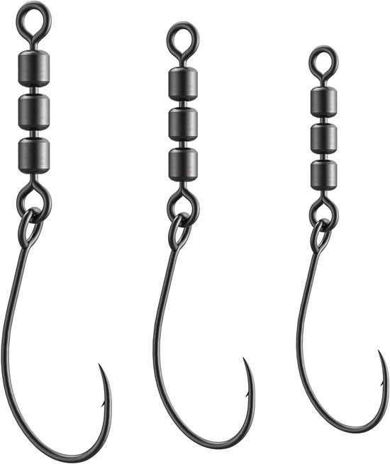 SnelShoppen - 10x Curved Barbed Fishing Hooks - Teflon Rotatie Haak met Triple Swivel - Ideaal voor Forel Vissen, Voorkomt Lijn Twist