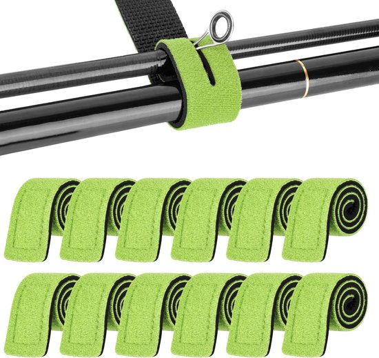 SnelShoppen - 12 Stuks Verstelbare Viskoffers - Herbruikbare Neopreen Touwen - Elastische Hengelriemen voor Bevestigen van Visspullen - Bescherming vo