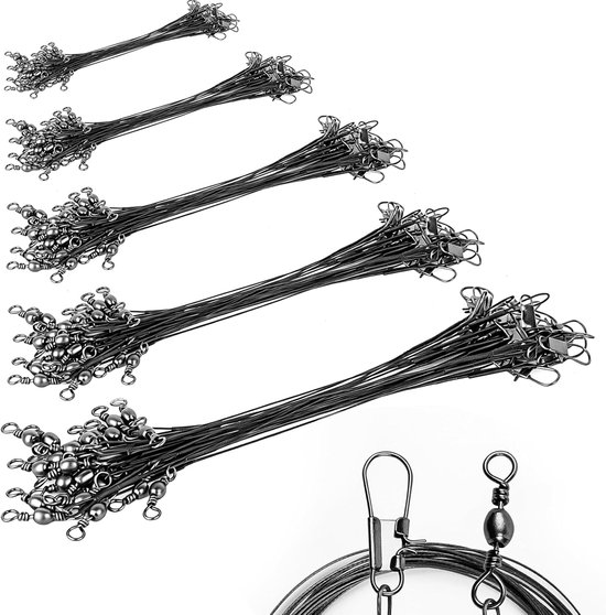 SnelShoppen - 120pcs Fluorocarbon Front Pocket Steel Verbindingsstukken 10/15/20/25/30cm voor Zoetwater en Zoutwater, Geschikt voor Roofvissen zoals S