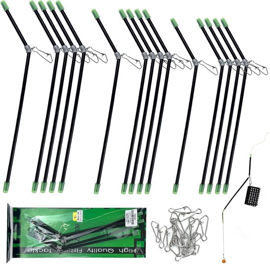 SnelShoppen - 15Pcs Anti Tangle Booms Tube Vissen Accessoires - 3 Maten (16cm, 18cm, 20cm) met 15 Vissnap Clips - Ideaal voor Karper Vissen