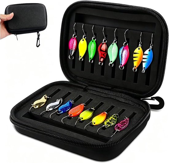 SnelShoppen - 16-Delig Trout Spoon Set voor Forel, Baars, Snoek en Zander - Inclusief 2.5g, 3.5g en 5g Vissen Aas - Met Opbergdoos en Kunststof Lepels van Snelshoppen