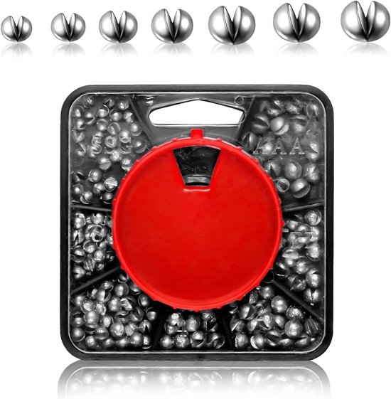 SnelShoppen - 160 Stuks Vislood met Opbergdoos, Puur Lood, Corrosiebestendig, Slijtvast, Diverse Gewichten (0.2g/0.5g/0.7g/0.8g/1g/1.3g/1.4g) voor Vis