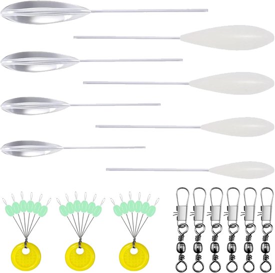 SnelShoppen - 17-Delige Trout Bombet Vistuigen Set met 4 x Sinking Spirolino, 4 x Drijvende Sbirolino (8g, 10g, 15g, 20g), 6 Visaccessoires, Triple Sw