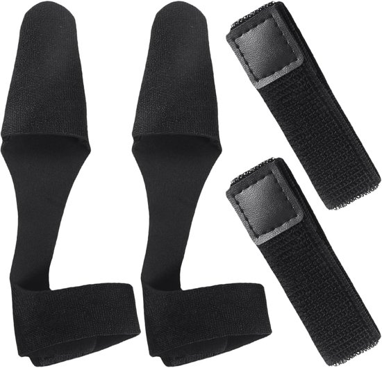 SnelShoppen - 2-delige Hengel Straps en Bescherm Caps, Hengel Accessoires, Zwart, 21x2.5 cm en 14x13.5 cm, Perfect voor Vissen, Bescherming van Hengel