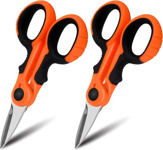 SnelShoppen - 2 Stuks Vis Scharen voor Zoet- en Zoutwater, Multifunctionele Knip- en Trimscharen met Antislip Grip voor Gevlochten Lijn, Oranje