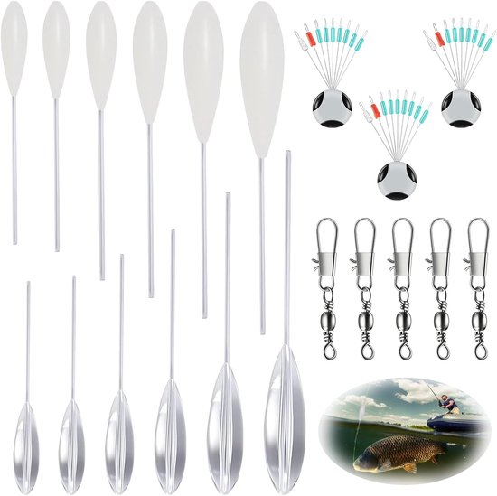 SnelShoppen - 20-delig Peach Trout Set - 6 Semi-Dipping Bombets, 6 Floating Bombets (6g, 8g, 10g, 12g, 15g, 20g) & 5 Rotatable Triple Assortiment met