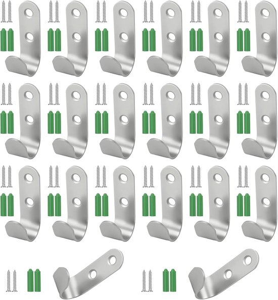 SnelShoppen - 20Pcs Tarpaulin Hooks, RVS 2-Hole Utility Hooks met Schroeven | 45x15x2mm Tension Hooks voor Trailer, Robuuste Bevestigingshaken voor Ze