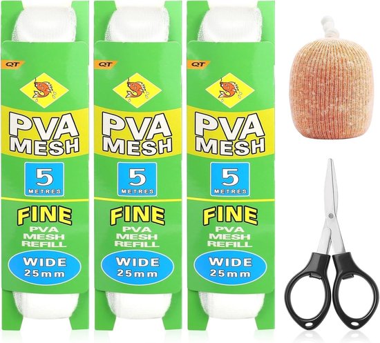 SnelShoppen - 3 Stuks 5m PVA Oplosbare Karperzakken met Schaar - Vissen Accessoires voor Snelle Hengelsport - Ideaal voor Bait Filament en Landing Net