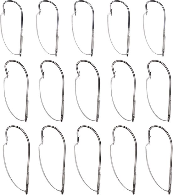 SnelShoppen - 30PCS Weedless Fishing Hooks #1/0 #2/0 #3/0 Anti-Hanging Carbon Steel Long Neck Haak voor Vissen in Ondiep Water, Meer Rivieren en Eilan