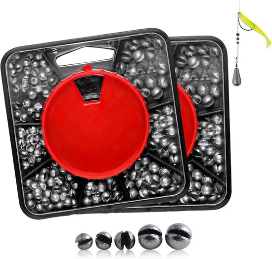 SnelShoppen - 358 Stuks Split Hengel Gewichten 7 Maten Zachte Metaal Rond Sinkers met Ronde Split Gewichten voor Alle Visomstandigheden (0.25g/0.2g/0.