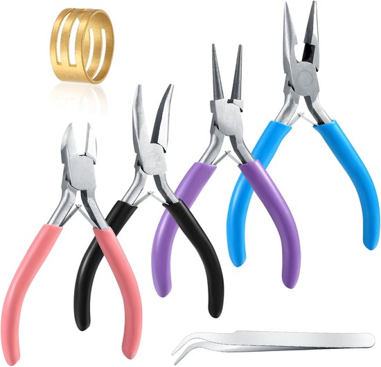 SnelShoppen - 4-delige Gereedschapset voor Sieraden Maken - Naaldtangen, Kettingtangen, Draadknipper - Perfect voor Kralen, Oorbellen, Kettingen, Armb