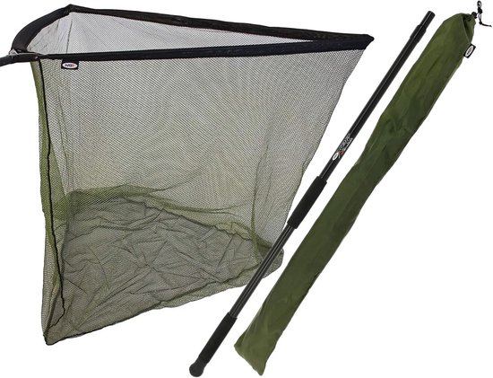 SnelShoppen - 42" Vissen net met 2m handvat + Stinkzak, Carp/Pike, Zwart/Groen, Ideaal voor Hengelsport en Karpervissen