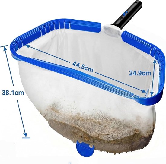 SnelShoppen - 44cm Zwembadschepnet met 3m Aluminium Stang, Ultra-fijnmazig Net voor Pollen en Kleine Deeltjes, 8-delig, Versterkte Stang, Tuin, Zwemba