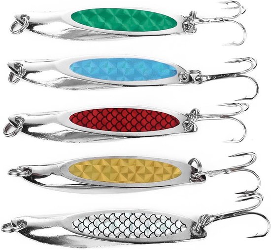 SnelShoppen - 5-delige Set Zeevis Serpentijnen Metalen Lood voor Zoutwater Vissen 7cm 21g Sequin Spinner Lood voor Baars Makreel Forel Zalm Blauwvis e