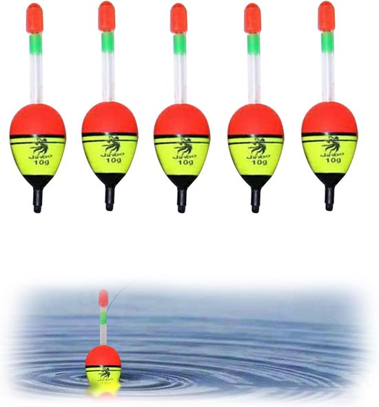 SnelShoppen - 5 Stuks EVA Foam Vissers Float Bobbers - 10g Drijvende Dobbers voor Snoek, Baars, Karper - Kleurige Visspullen voor Actieve Vissers