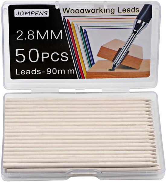 SnelShoppen - 50 Stuks 2.8mm Witte Lood Refills voor Houtbewerkingspotlood, Precisie Tekenlood voor Architecten, Ontwerpers en Vakmannen