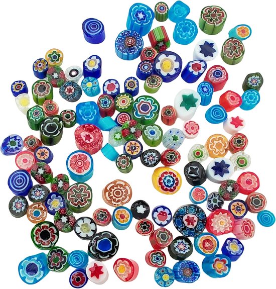 SnelShoppen - 50g COE90 Millefiori Glas, 110 Stuks Smeltglas voor Magnetron, Creatieve DIY Craft, Glas-in-Lood Projecten, Sieraden Maken, Assortiment