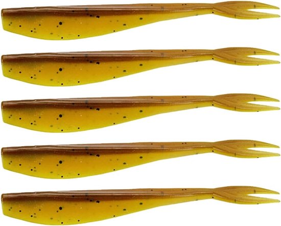SnelShoppen - 50PCS Zachte Plastic Aas Paddle Tail Swimbaits voor Baars Forel Topwater Visspullen 70mm Goud