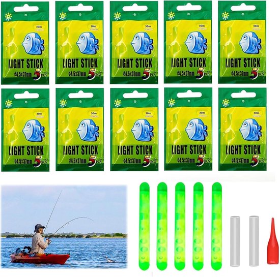 SnelShoppen - 50x Fishing Light Sticks 4.5x37mm - Fluorescerende Glow Sticks voor Nachtvissen, Starlight, Helder en Langdurig - Ideaal voor Buitenacti