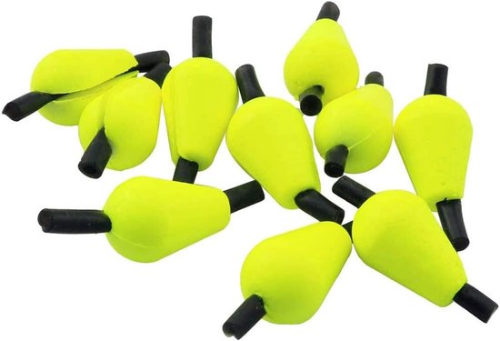 SnelShoppen - 6 stuks Float Foam Olijfvormige Drijvers Vliegvissen Accessoire, Fluorescerend Geel, Hoog Buoyantie, Perfecte Aanwijzer, Verstelbare Die