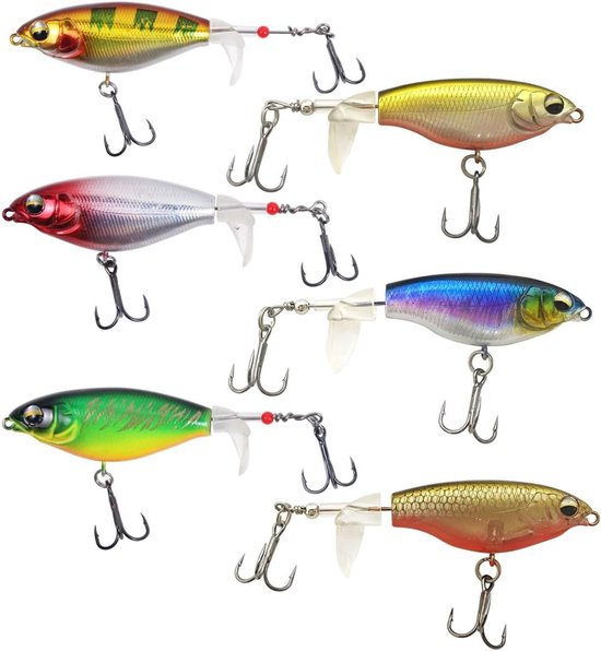 SnelShoppen - 6 Stuks Kunstaas Set, 6.5cm/6g Metalen VIB Wobbler, Scherpe Drievoudige Haken, Hard Kunstaas voor Snoek, Baars, Zoetwatervissen, Roofvis