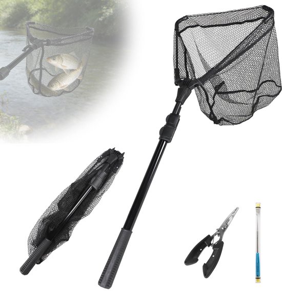 SnelShoppen - Compleet Vissersset met Landing Net, Haakverwijderaar en Visserij Tang - Veilig en Visvriendelijk - Ideaal voor Vissen en Sportvissen