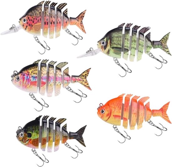 SnelShoppen - Crankbait Visaas Set 5 Stuks, 8 cm Kunstaas Wobbler Snoek, 15 g Levensecht Visaas voor Zoet en Zout Water, Perfecte Visgeschenken voor M