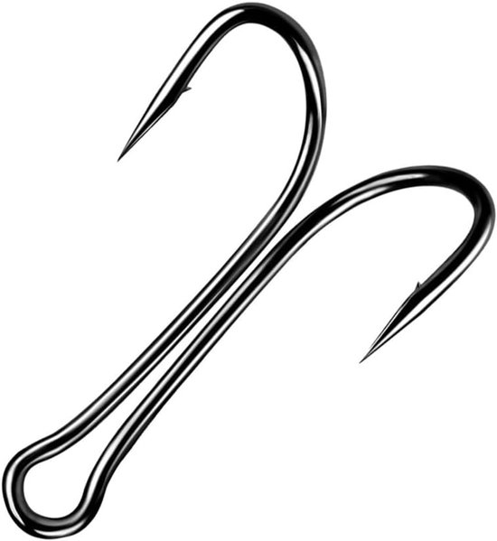 SnelShoppen - Double Fishing Hooks 50pcs - Vervanghaken met scherpe weerhaak - Open Schacht - Carbon Staal - Voor Zoutwater & Zoetwater Vissen