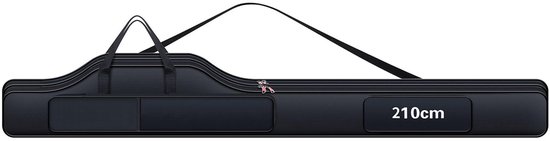 SnelShoppen - Draagbare Opvouwbare Visrutenzak voor Hengeluitrusting, Vismolen, Vislijn, 210cm, Zwart, Voor Sportief Vissen, Ideaal voor Camping en Bu