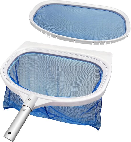SnelShoppen - Fine Mesh Pool Landing Net 2-in-1, Vijvernet voor Algen, Zwembad Net met Verwisselbare Diepe en Platte Net, Bladeren Net voor Tuin en Vi