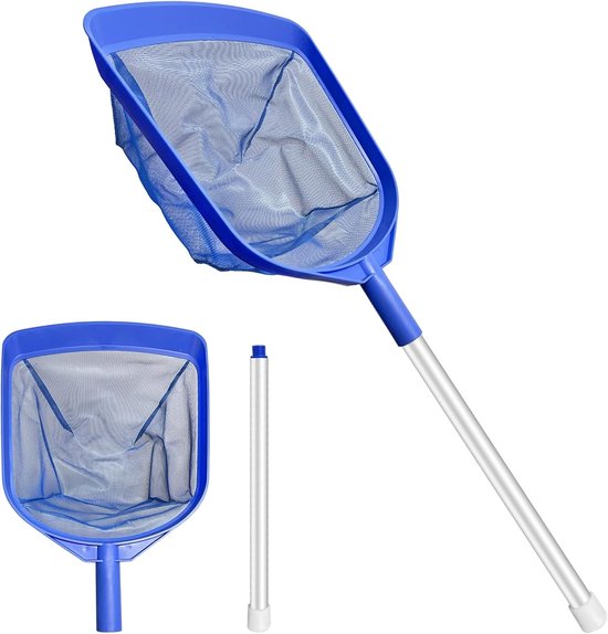 SnelShoppen - Fine Mesh Pool Landing Net 43 x 30 cm - Algen Net voor Zwembad met 38 cm Aluminium Handvat - Ideaal voor Opruimen van Bladeren en Insect