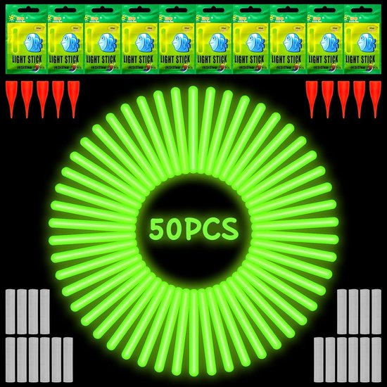 SnelShoppen - Fishing Knick Lights 50pcs, Knick Lights voor Vissers, 4.5x37MM Glow Sticks, Ideaal voor Nachtvissen en Ochtendvissen, Hoogzichtbaar en