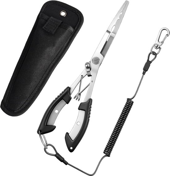SnelShoppen - Fishing Pliers Set - Rvs Haakopener, Multifunctionele Vissers Tang met Sleutelhanger, Roestvrij Staal voor Zoet en Zout Water