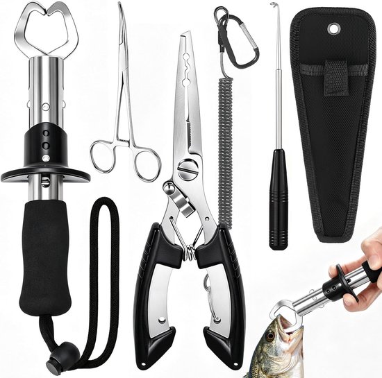 SnelShoppen - Fishing Rod Set Pliers 6-in-1, Corrosiebestendige Langneuspincet met Demander en Hengelhandvat, Ideaal voor Zeevisserij, Karper, Snoek e