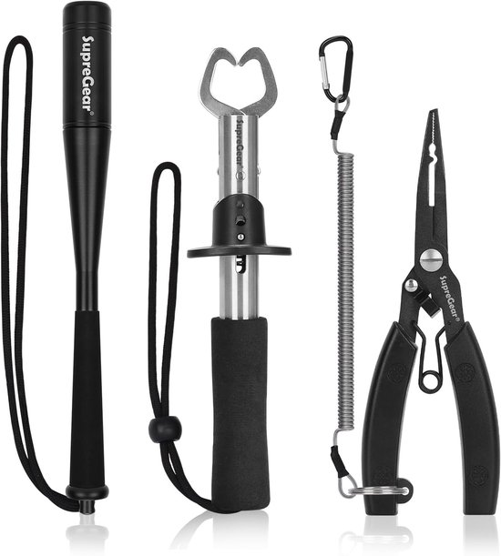 SnelShoppen - Fishing Tools Set - Vissersgereedschap met Pliers, Lip Gripper, Aluminium Priest, Lanyard & Sheath, Multifunctioneel, Voor Zoutwater, Id