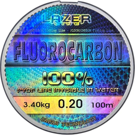SnelShoppen - Fluorocarbon Fishing Line 100m DIA 0,20mm Test 3,4kg - Transparant - Ideaal voor Snoek, Snoekbaars, Baars, Forel, Karper en Predatory Fi
