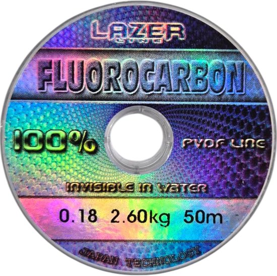 SnelShoppen - Fluorocarbon Fishing Line 50m - 0.18mm Diameter - 2.6kg Test - Transparante Vislijn voor Snoek, Zander, Forel, Karper, Predators