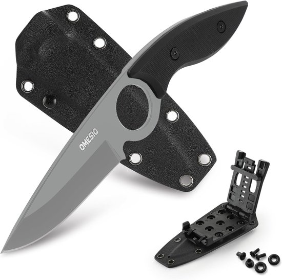 SnelShoppen - Full Tang Drip Point Vaste Mes 8.5cm - 5Cr13MoV Staal, Ergonomische G10 Handgreep met Kydex Schede & Clip voor Jagen, Vissen, Kamperen