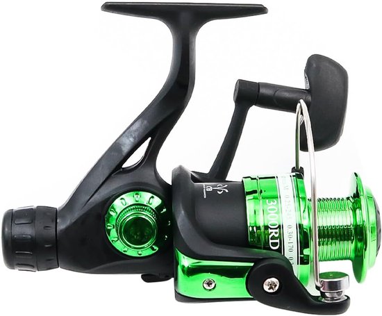 SnelShoppen - Green & Black Visspinhengel Met Stille Spinning Reel, Baitcasting Reel, Lichtgewicht 5.1:1 Overbrenging, 5 Lager, Comfortabele Grip, Ges van Snelshoppen