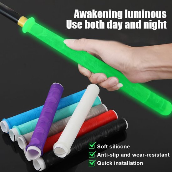 SnelShoppen - Hengel Handvat Mouw - Non-slip Silicone Hengel Beschermhoes - Versterk Grip voor 13mm-37mm Hengelhandvatten - Nachtlichtfunctie - Ideaal