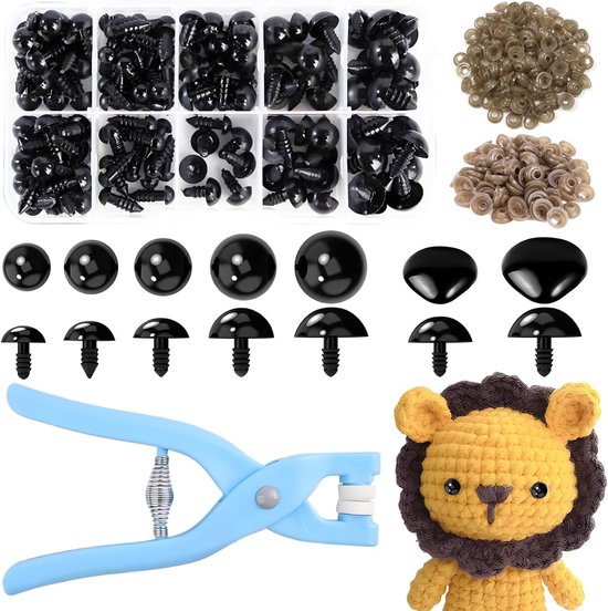 SnelShoppen - Hook Dierveiligheidsogen - Veiligheidsogen voor Creatief Handwerk - Perfect voor Knutselen, Poppenmaken, en DIY Projecten - 10 Stuks, Zw