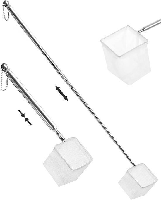SnelShoppen - Landing Net, Vissen Landing Net, Aquarium Net met Telescopische Handgreep, Roestvrij Stalen Constructie voor het Vangen van Kleine Visse