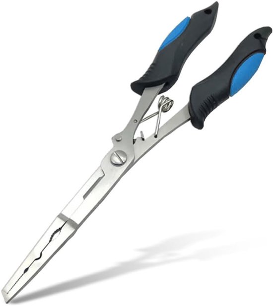 SnelShoppen - Langneus Visserstangen RVS Haakverwijderaar en Braid Lijnknipper Split Ring Tang 9" Blauw voor Zoet- en Zoutwater