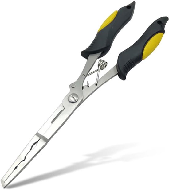 SnelShoppen - Long Nose Vissers Tang RVS Haak Verwijderaar Lijn Snijder Ring Split Tang 23cm Voor Zoet- en Zoutwater Vissen, Geel