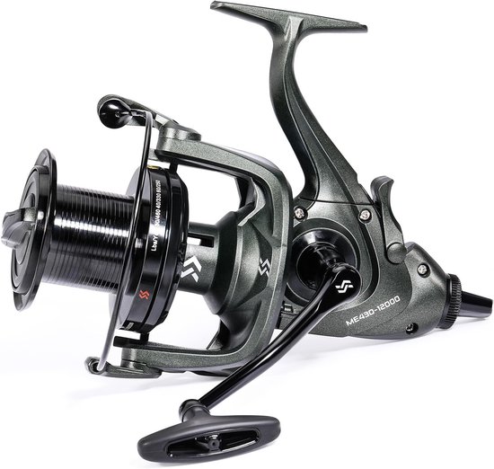 SnelShoppen - ME430 Karper Reel, 11000/12000 Lijn Capaciteit, Sterke 13+1BB en 38LB Max Drag, Zoutwater en Zoetwater Vissen, 4.6:1 Overbrenging