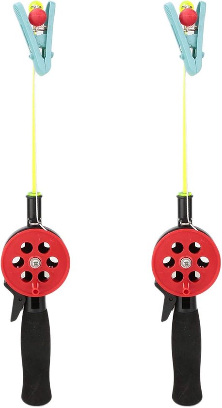 SnelShoppen - Mini Visspullen Set - 2 Stuks Draagbare Vissengerei met Hengel en Molentje - Ideaal voor IJsvisserij, Krabben en Garnalen Vangen - Kindv