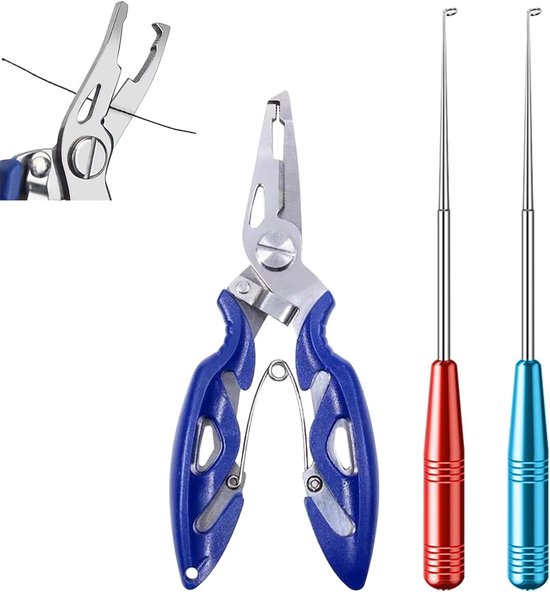 SnelShoppen - Multifunctionele Vis Pliers Set met Haak Verwijderaar - 3 Stuks RVS Visgereedschap, Draagbare Haak Verwijderaar, Snelle Zeef vis Haak Ve