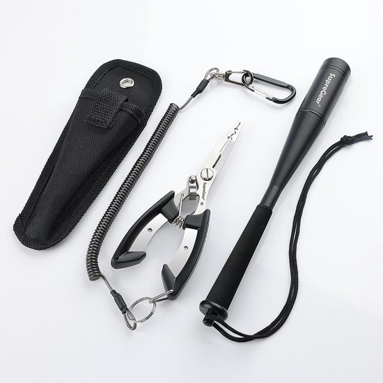 SnelShoppen - Multifunctionele Vissers Pliers en Fish Whacker Set - RVS Gereedschap voor Haakverwijdering en Splitringen - Vissen Cadeau voor Mannen -